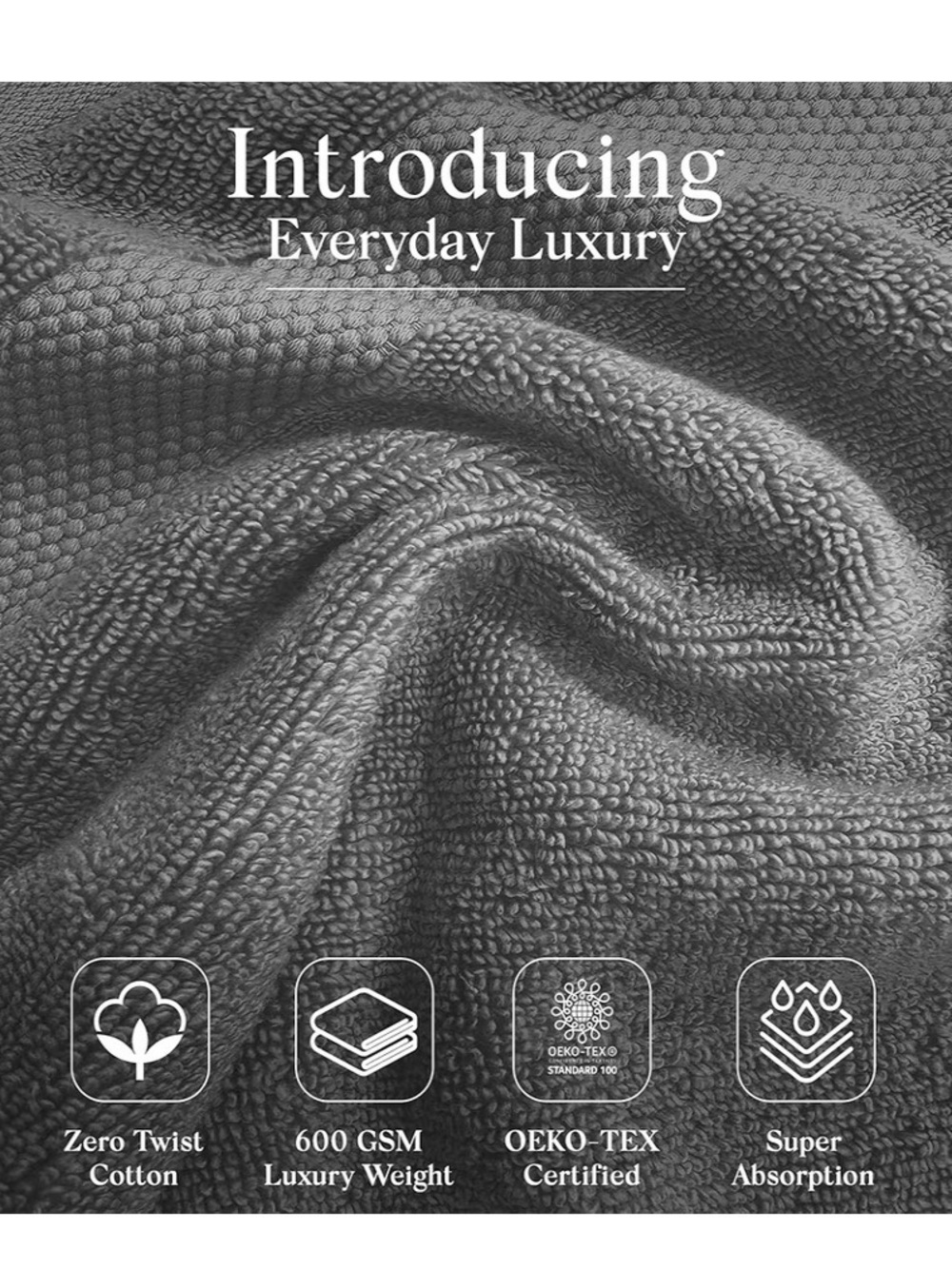 Gray Cotton Towel Set - 6 Piece - Picture 4 of 4